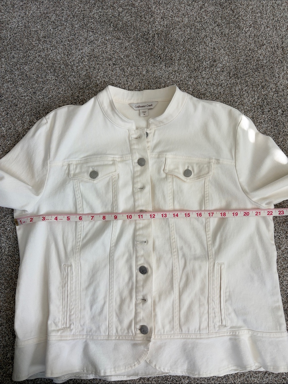 Coldwater Creek Cream Button-Front Jean Jacket XL - Picture 9 of 9